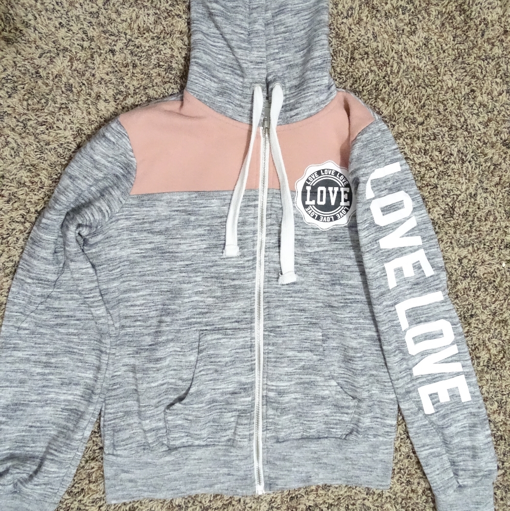 Blush and grey zip-up sweater by Reflex
